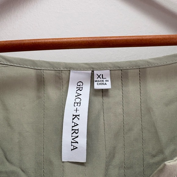 Embroidered Sage Green Boho Tunic Top - Picture 3 of 3